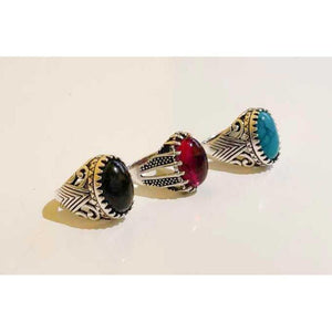 Turkish Design Fashion Stone Rings For Men - Pack Of 3
