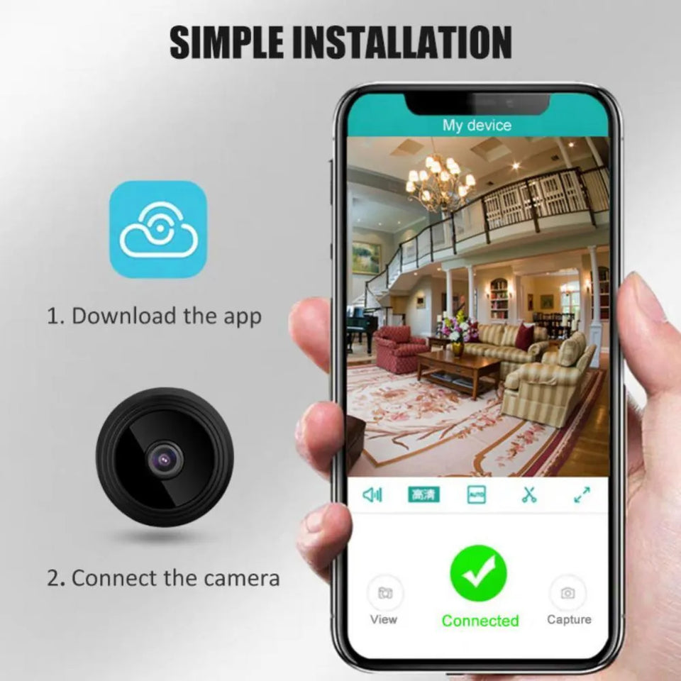 A9 Mini WiFi Camera with Night Vision – Magnetic Wireless Micro Camera with Phone App, HD Video Surveillance, Camcorder for Home Security & Remote Monitoring - Mini Indoor Security Camera