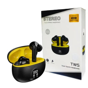 Wireless Earbuds with LED Display - High-Quality True Stereo Headphones Yellow