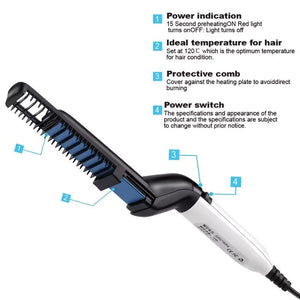 Hair & Beard Straightener Comb for Men | Multifunction Electric Hair & Beard Styling Brush | Quick Heating Ceramic Straightener