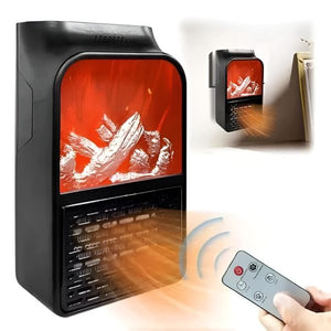 Flame Heater 1000w – Portable Electric Plug-in Room Heater With Flame Effect & Remote Control