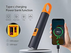 L-s18 Glare Rechargeable Type-c Led Flashlight With Power Bank – Usb Input/output, Digital Display, Emergency Torch & Phone Charger For Outdoor & Home Use